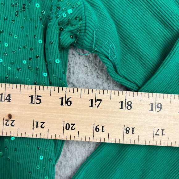 Quacker Factory Womens Size Small Sweater Green Rhinestones - Picture 4 of 6